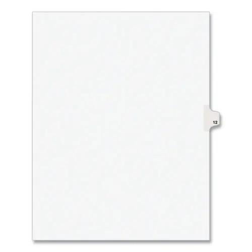 Avery® Preprinted Legal Exhibit Side Tab Index Dividers, 10-Tab, Number 12, 11 x 8.5, White, 25/Pack