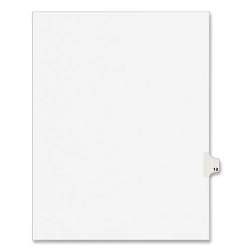 Avery® Preprinted Legal Exhibit Side Tab Index Dividers, Avery Style, Number 18, 10-Tab, 11 x 8.5, White, 25/Pack (1018)