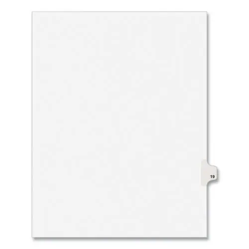 Avery® Preprinted Legal Exhibit Side Tab Index Dividers, Avery Style, 10-Tab, Number 19, 11 x 8.5, White, 25/Pack (1019)