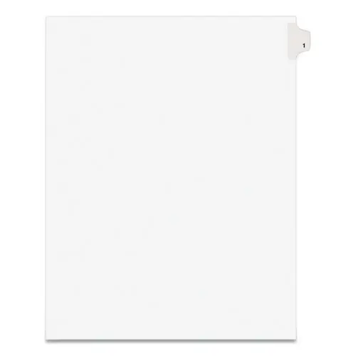 Avery® Preprinted Legal Exhibit Side Tab Index Dividers, Avery Style, 10-Tab, Number 1, White, 11 x 8.5, 25/Pack