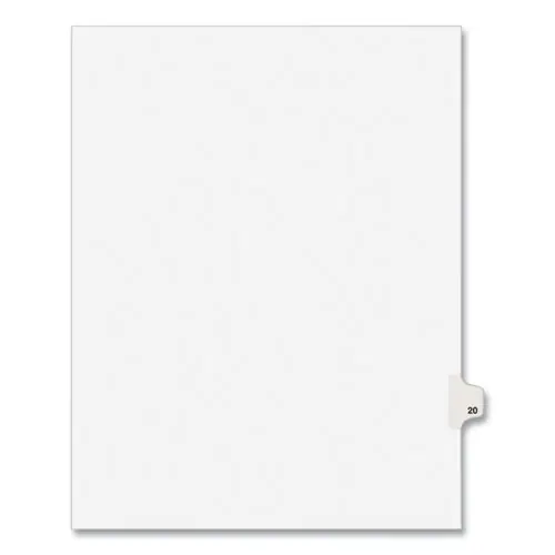 Avery® Preprinted Legal Exhibit Side Tab Index Dividers, Avery Style, 10-Tab, Number 20, 11 x 8.5, White, 25/Pack (1020)