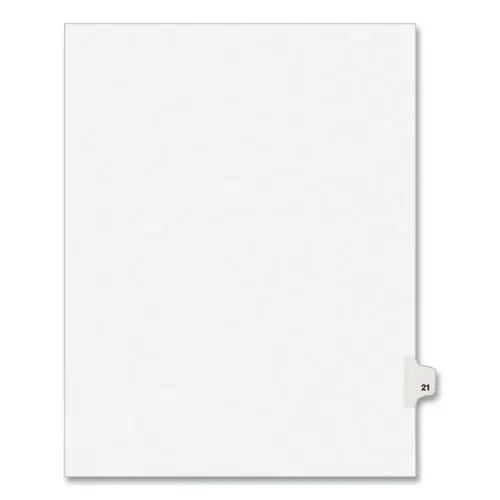 Avery® Preprinted Legal Exhibit Side Tab Index Dividers, Avery Style, 10-Tab, Number 21, 11 x 8.5, White, 25/Pack (1021)