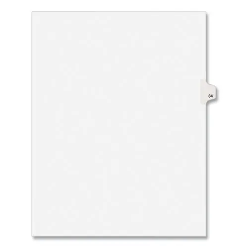Avery® Preprinted Legal Exhibit Side Tab Index Dividers, Avery Style, Number 34, 10-Tab, 11 x 8.5, White, 25/Pack (1034)