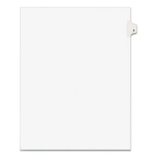 Avery® Preprinted Legal Exhibit Side Tab Index Dividers, 10-Tab, Number 3, 11 x 8.5, White, 25/Pack