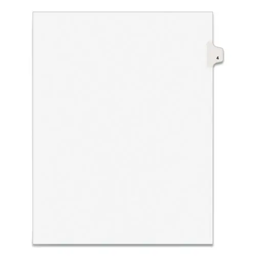 Avery® Preprinted Legal Exhibit Side Tab Index Dividers, Avery Style, 10-Tab, Number 4, 11" x 8.5", White, 25/Pack