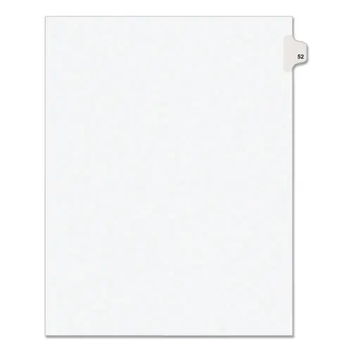 Avery® Preprinted Legal Exhibit Side Tab Index Dividers, Avery Style, Number 52, 10-Tab, 11 x 8.5, White, 25/Pack