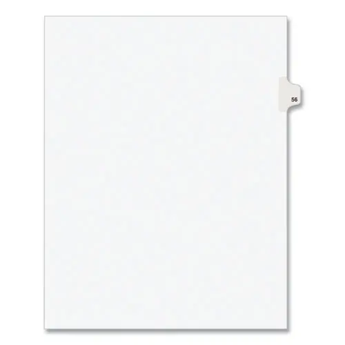 Avery® Preprinted Legal Exhibit Side Tab Index Dividers, Avery Style, Number 56, 10-Tab, White, 25/Pack, Unpunched, 11 x 8.5 (1056)