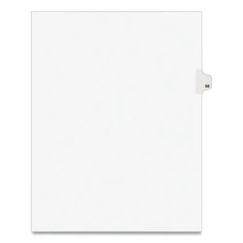 Avery® Preprinted Legal Exhibit Side Tab Index Dividers, Avery Style, 10-Tab, Number 58, White, 25/Pack