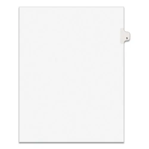 Avery® Preprinted Legal Exhibit Side Tab Index Dividers, Avery Style, 10-Tab, Number 5, White, 25/Pack