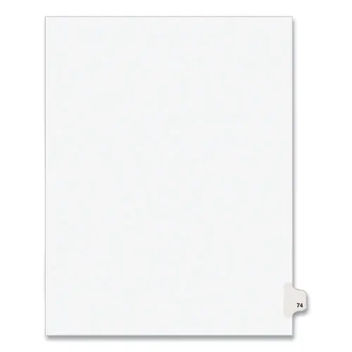 Avery® Preprinted Legal Exhibit Side Tab Index Dividers, Avery Style, Number 74, 10-Tab, White, 25/Pack (1074)