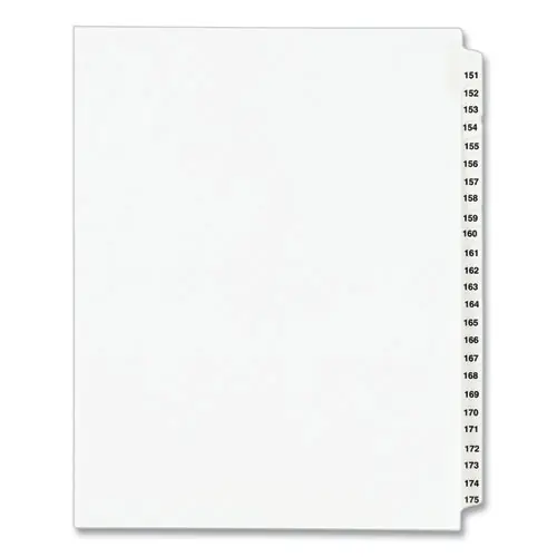 Avery® Preprinted Legal Exhibit Side Tab Index Dividers, 25-Tab, Numbers 151-175, 11 x 8.5, White, 1 Set (1336)