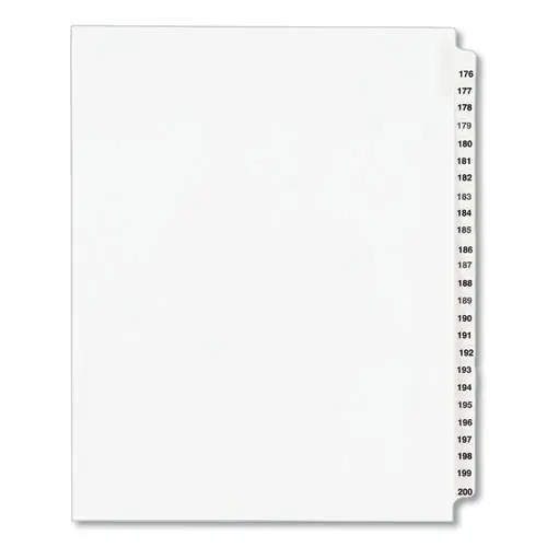 Avery® Preprinted Legal Exhibit Side Tab Index Dividers, Avery Style, 25-Tab Set, Numbers 176-200, White, 11 x 8.5 inches