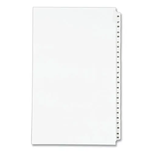 Avery® Preprinted Legal Exhibit Side Tab Index Dividers, Avery Style, 25-Tab Set, Numbers 26-50, White, 14" x 8.5"