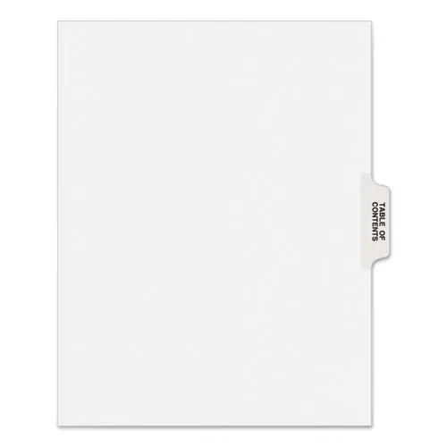 Avery® Preprinted Legal Exhibit Side Tab Index Dividers, Avery Style, 25-Tab, Table Of Contents, White, 25/Pack