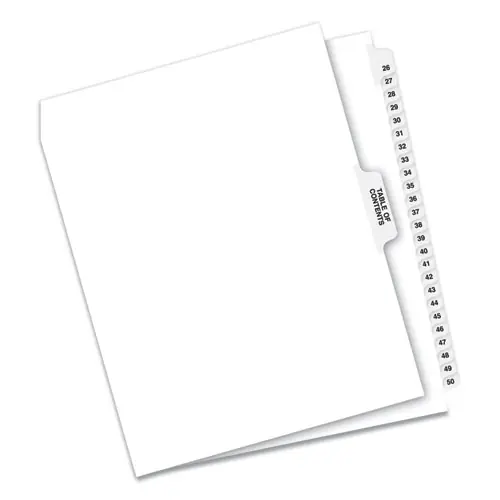Avery® Preprinted Legal Exhibit Side Tab Index Dividers, Avery Style, 26-Tab, Printed 26 to 50, White, 1 Set
