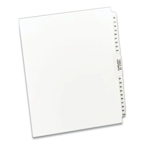 Avery® Preprinted Legal Exhibit Side Tab Index Dividers, Avery Style, 26-Tab, 76 to 100, White, 1 Set
