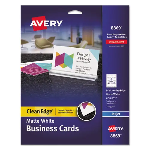 Avery® Print-to-the-Edge True Print Business Cards, Inkjet, White, 160 Cards (20 Sheets/Pack)