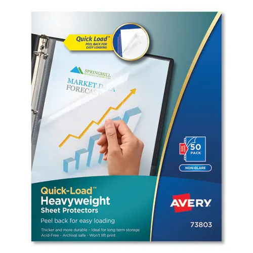 Avery® Quick Top and Side Loading Sheet Protectors, Letter, Non-Glare, 50/Box