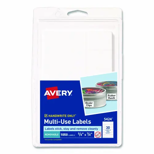 Avery® Removable Multi-Use Labels, Handwrite Only, White, 30 Labels/Sheet, 35 Sheets/Pack (5424)