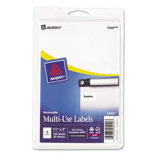 Avery® Removable Multi-Use Labels, 1.5 x 3, White, 150 Labels/Pack (5440)