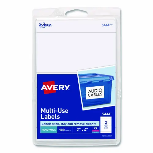 Avery® Removable Multi-Use Labels, 2" x 4", White, 100 Labels (5444)