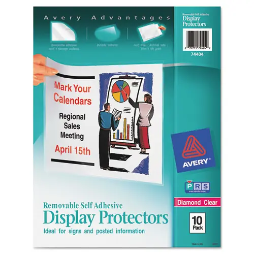 Avery® Removable Self-Adhesive Clear Display Protector, Diamond Clear, 8.5 x 11, 10/Pack