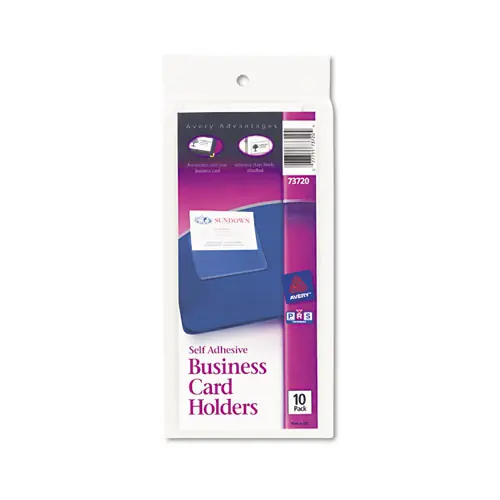 Avery® Self-Adhesive Top-Load Business Card Holders, Top Load, 3.5 x 2, Clear, 10/Pack