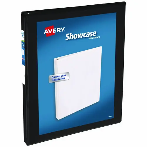 Avery® Showcase Economy View Binders with Slant Rings, 3 Rings, 0.5" Capacity, 11 x 8.5, Black