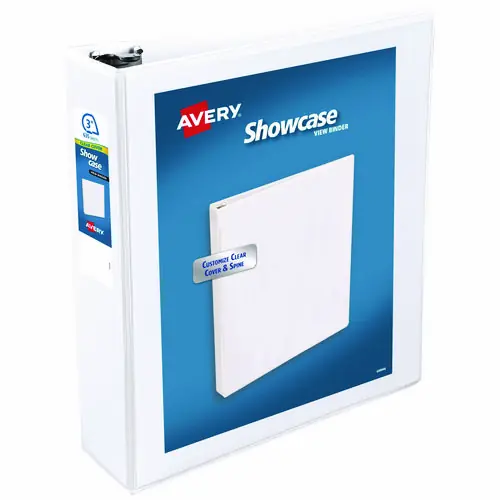 Avery® Showcase Economy View Binder with Slant Rings, 3" Capacity, White, 3 Rings, 11 x 8.5