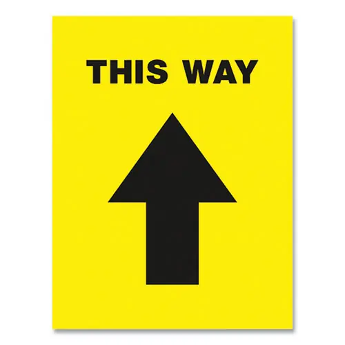 Avery® Social Distancing Floor Decals, This Way, Yellow Face, Black Graphics, 5/Pack