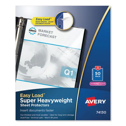Avery® Top-Load Poly Sheet Protector, Super Heavy Gauge, Diamond Clear, 50/Box