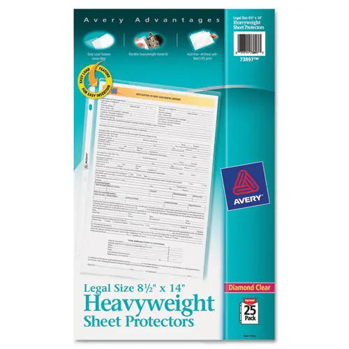 Avery® Top-Load Polypropylene Sheet Protector, Heavyweight, Legal Size, Diamond Clear, 25/Pack