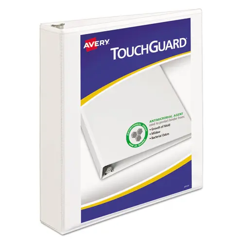 Avery® TouchGuard Protection Heavy-Duty View Binder with Slant Rings, 1.5" Capacity, White, 3-Ring, 11 x 8.5
