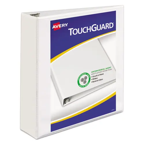 Avery® TouchGuard Protection Heavy-Duty View Binder with Slant Rings, 3 Rings, White, 2" Capacity, 11 x 8.5