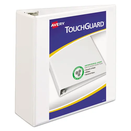 Avery® TouchGuard Protection Heavy-Duty View Binder with Slant Rings, 4" Capacity, 3 Rings, 11 x 8.5, White