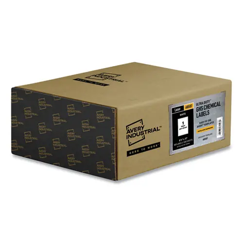 Avery® UltraDuty GHS Chemical Waterproof and UV Resistant Labels, 8.5 x 11, White, 500/Pack