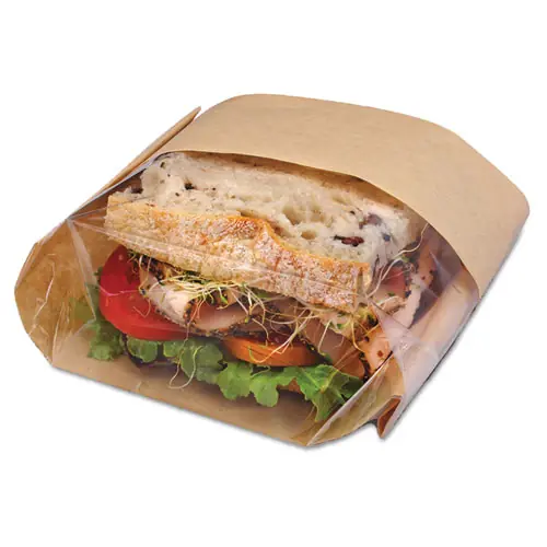Bagcraft Dubl View Sandwich Bags, Natural Brown/Clear, 500/Carton