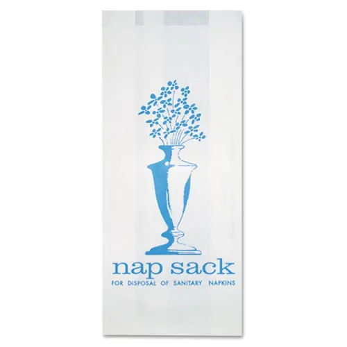 Bagcraft Nap Sack Sanitary Disposal Bags, White, 4" x 2" x 9", 1,000/Carton