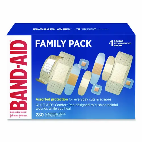 BAND-AID® Sheer and Clear Adhesive Bandages, Assorted Sizes, 280/Box