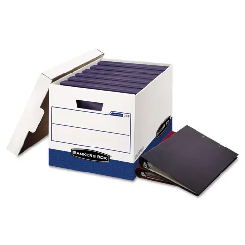 Bankers Box® BINDERBOX Storage Boxes, Letter Files, White/Blue, 12/Carton