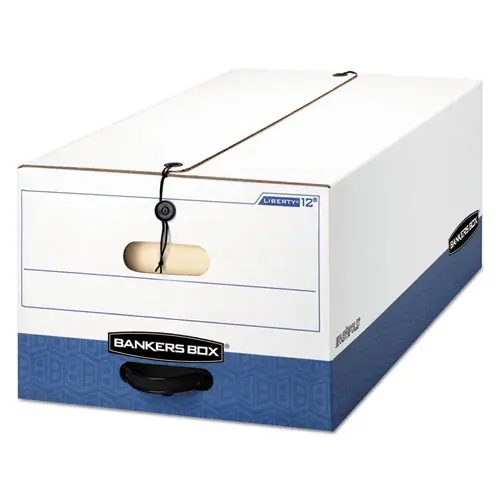 Bankers Box® LIBERTY Heavy-Duty Strength Storage Boxes, Legal Files, White/Blue, 4/Carton