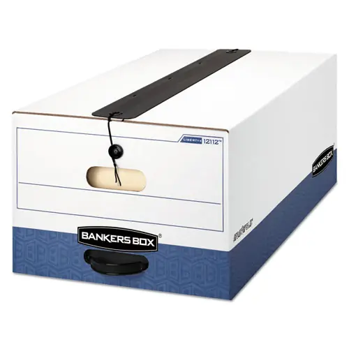 Bankers Box® LIBERTY Plus Heavy-Duty Strength Storage Boxes, Legal Files, White/Blue, 12/Carton
