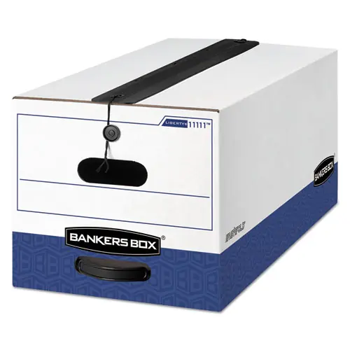 Bankers Box® LIBERTY Plus Heavy-Duty Strength Storage Boxes, Letter Files, White/Blue, 12/Carton