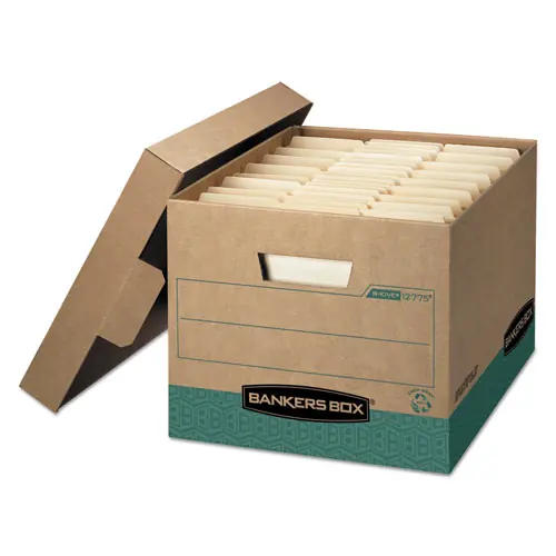 Bankers Box® R-KIVE Heavy-Duty Storage Boxes, Letter/Legal, Kraft/Green, 12/Carton