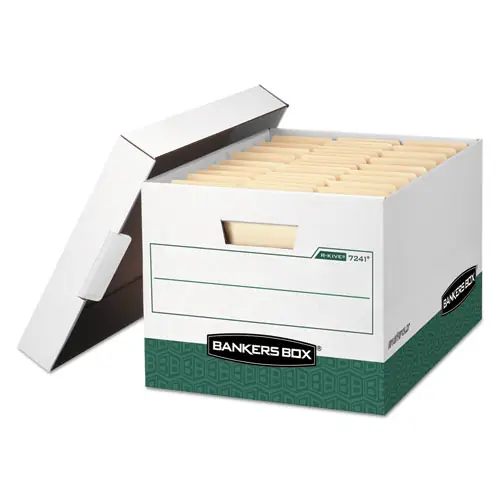 Bankers Box® R-KIVE Heavy-Duty Storage Boxes, Letter/Legal Files, White/Green, 12/Carton