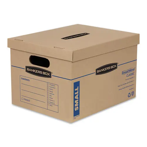 Bankers Box® SmoothMove Classic Moving/Storage Boxes, Small, Brown/Blue, 15/Carton