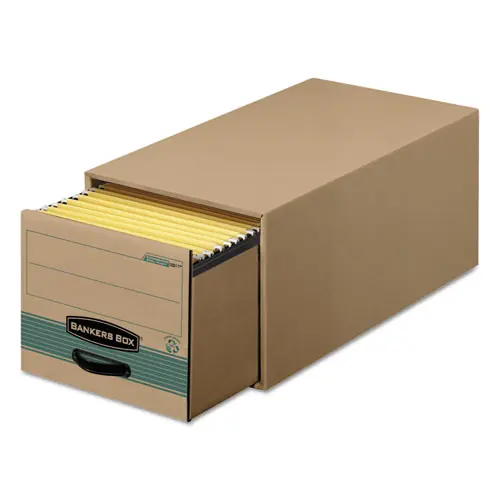 Bankers Box® STOR/DRAWER STEEL PLUS Extra Space-Savings Storage Drawers, Legal Files, Kraft/Green, 6/Carton