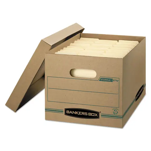 Bankers Box® STOR/FILE Basic-Duty Storage Boxes, Letter/Legal Files, Kraft/Green, 12/Carton