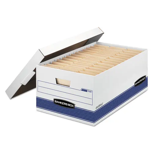 Bankers Box® STOR/FILE Medium-Duty Storage Boxes, Legal Files, White/Blue, 12/Carton