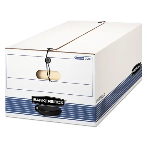 Bankers Box® STOR/FILE Medium-Duty Strength Storage Boxes, Legal Files, White/Blue, 4/Carton